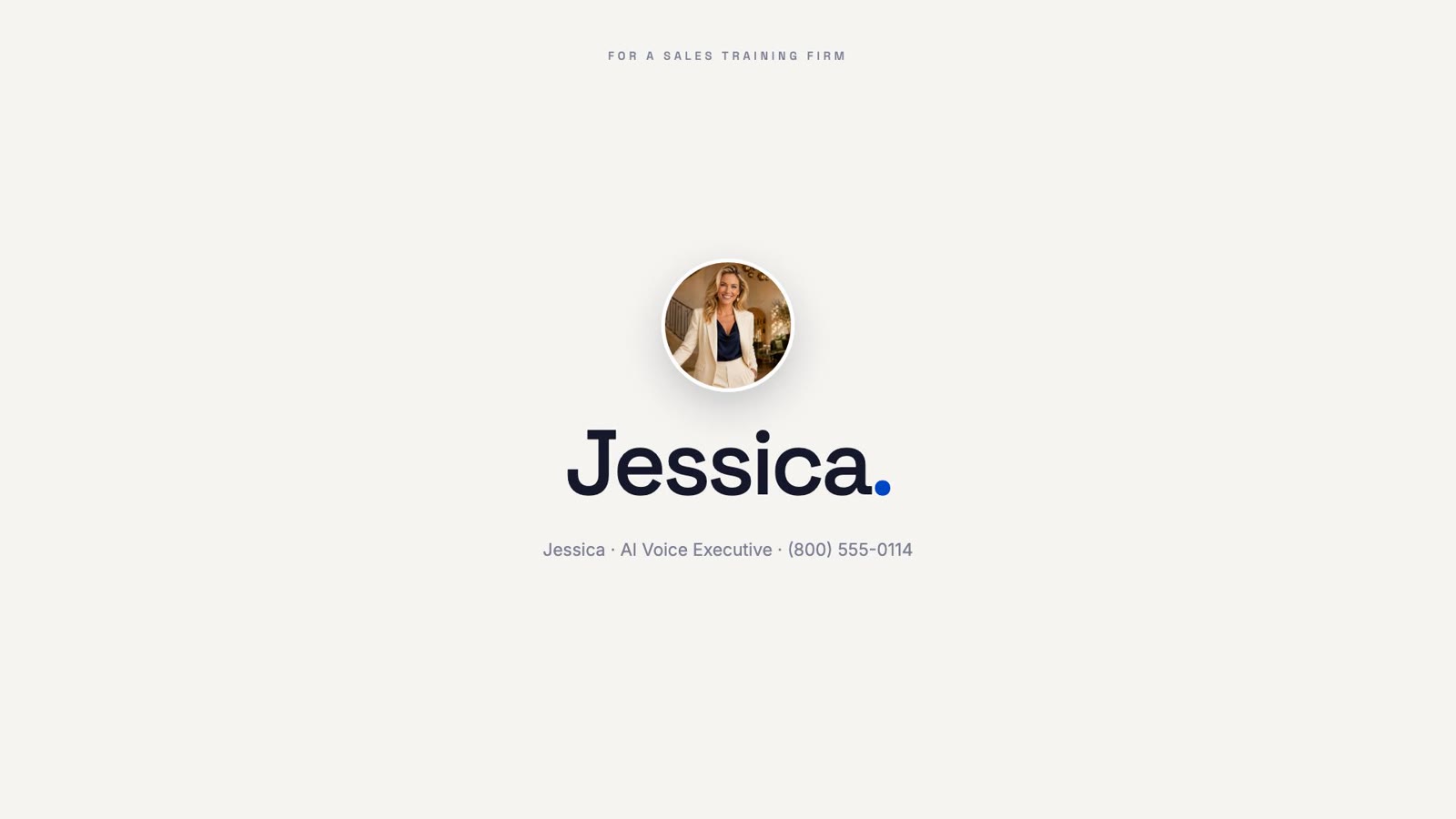 Video still: Jessica, the voice executive.